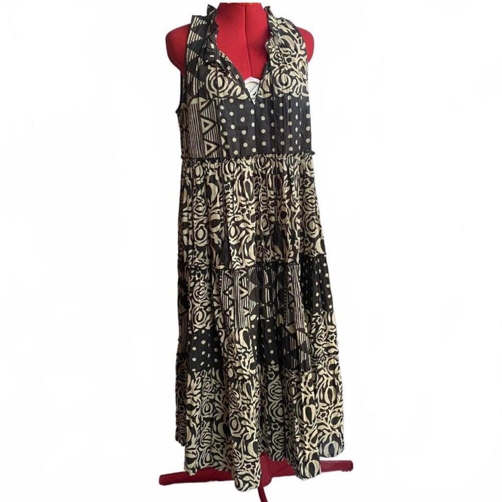 World Market Riley Espresso Ivory Patchwork boho cotton dress large/extra large